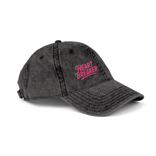 Heartbreaker Vintage Hat – Bold Baseball Hat with Retro Script and Broken Heart Design for Confident Rule-Breakers