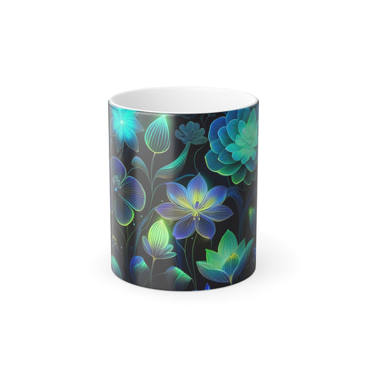 Neon Floral Color Morphing Mug, 11oz