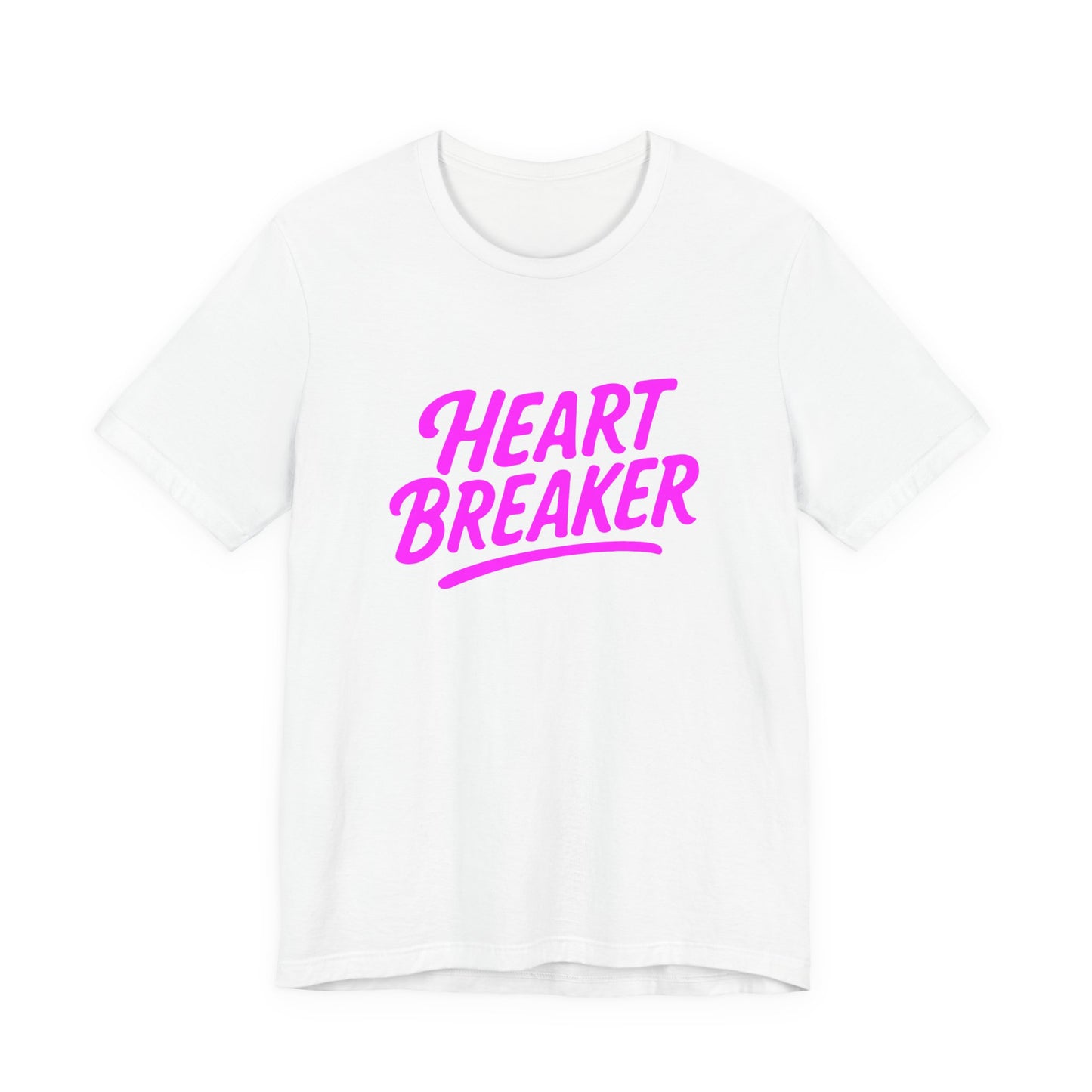 Colorful Design Heartbreaker Shirt – Neon Pink Retro Script Tee for Bold Women with Savage Energy. Unisex Jersey Short Sleeve Tee