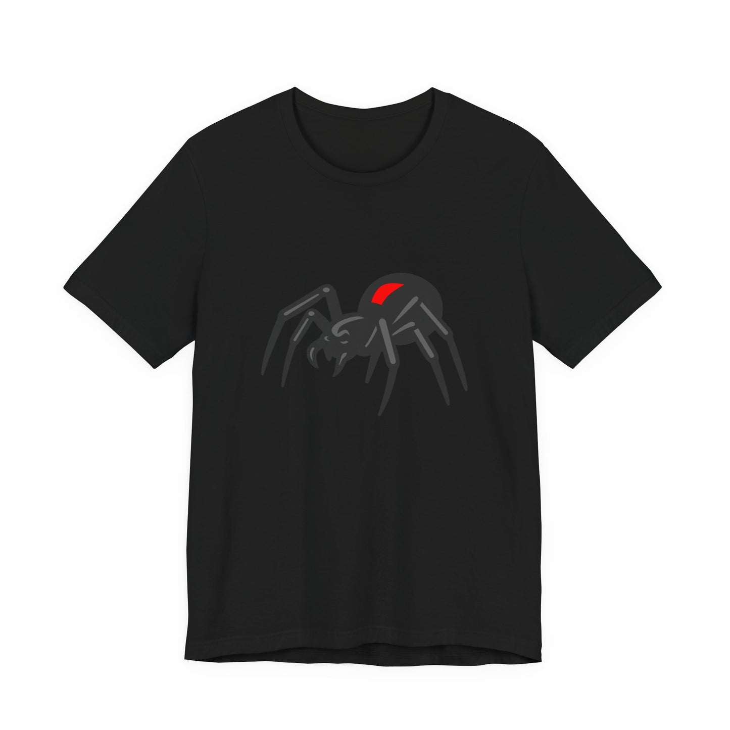 Black Widow Spider Graphic Tee Dark Theme – Deadly Cool Vector Design with Red Mark Accent