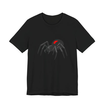 Black Widow Spider Graphic Tee Dark Theme – Deadly Cool Vector Design with Red Mark Accent
