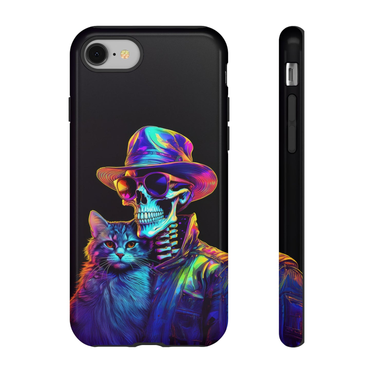 Skeleton holding a Cat Cell Phone Case 002