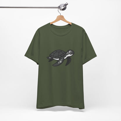 Sea Turtle Graphic Tee Dark Theme – Peaceful Ocean Vector Design with Minimalist Style