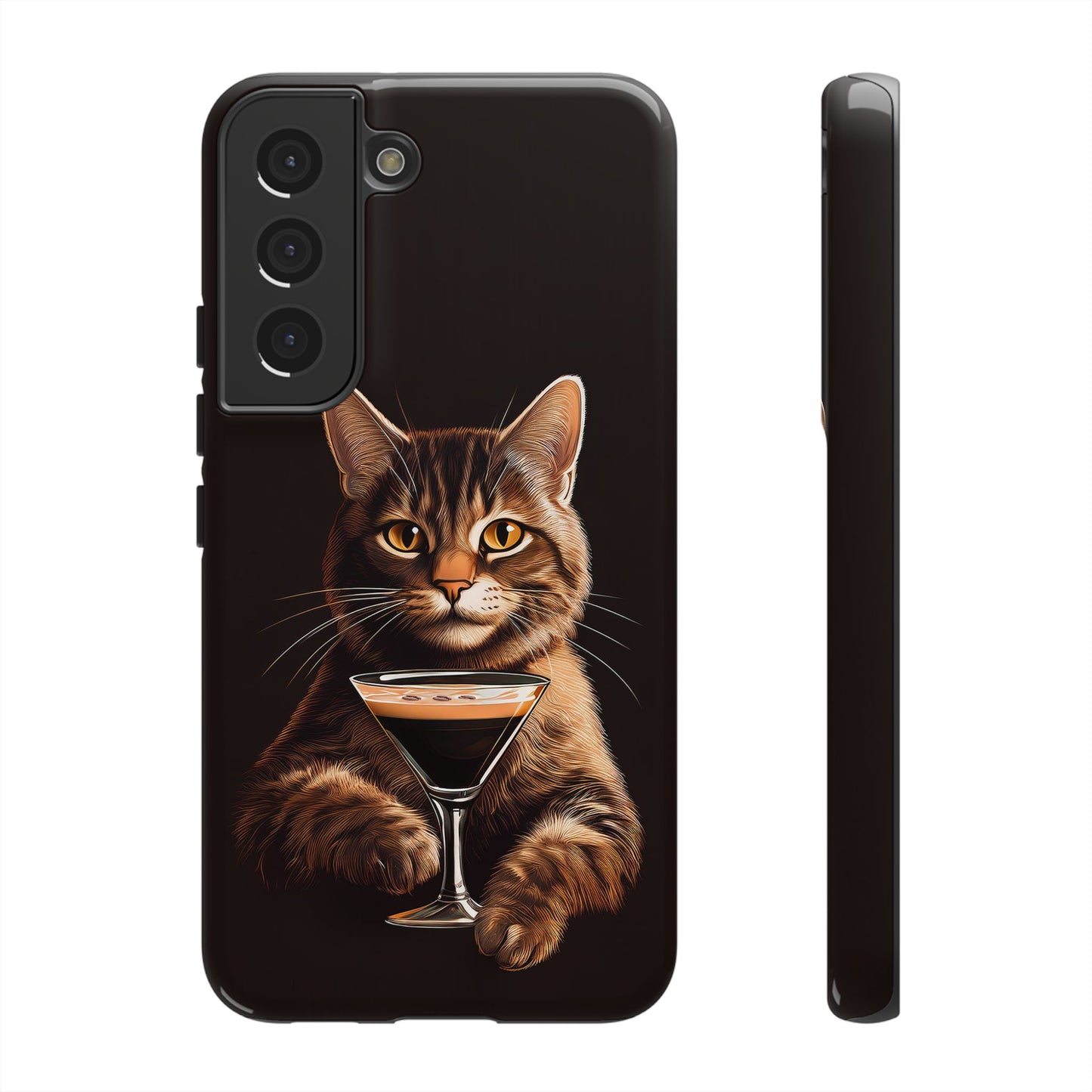 Sophisticated Cat with Espresso Martini Cell Phone Case 001