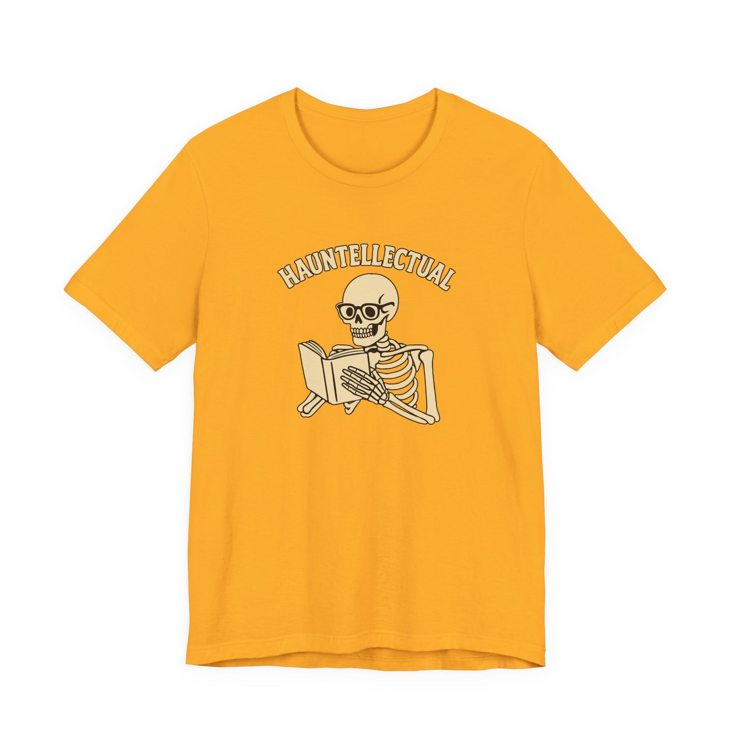 Hauntellectual Halloween Shirt – Funny Skeleton Reading Book Tee for Spooky Smart People