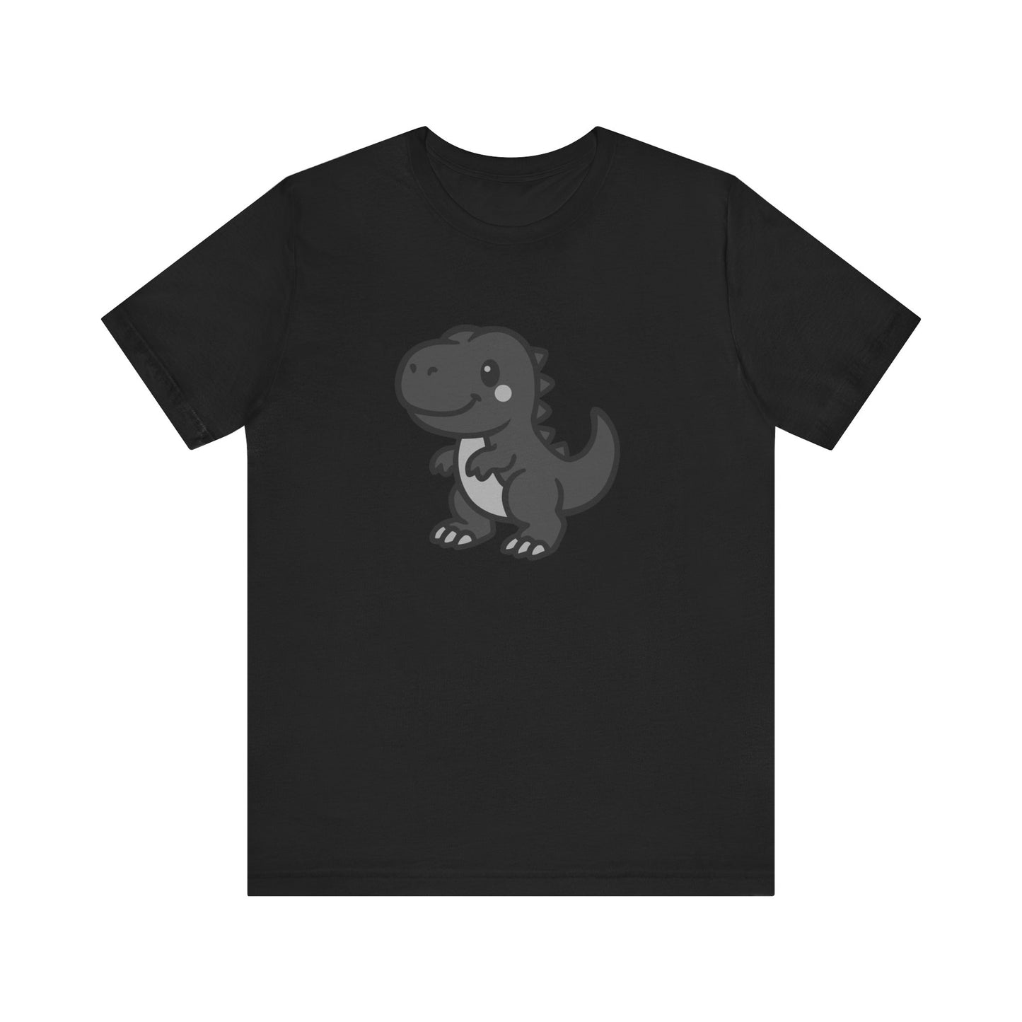 Cute T-Rex Graphic Tee Dark Theme – Kawaii Dinosaur Vector Design for Playful Style