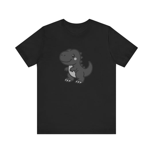 Cute T-Rex Graphic Tee Dark Theme – Kawaii Dinosaur Vector Design for Playful Style