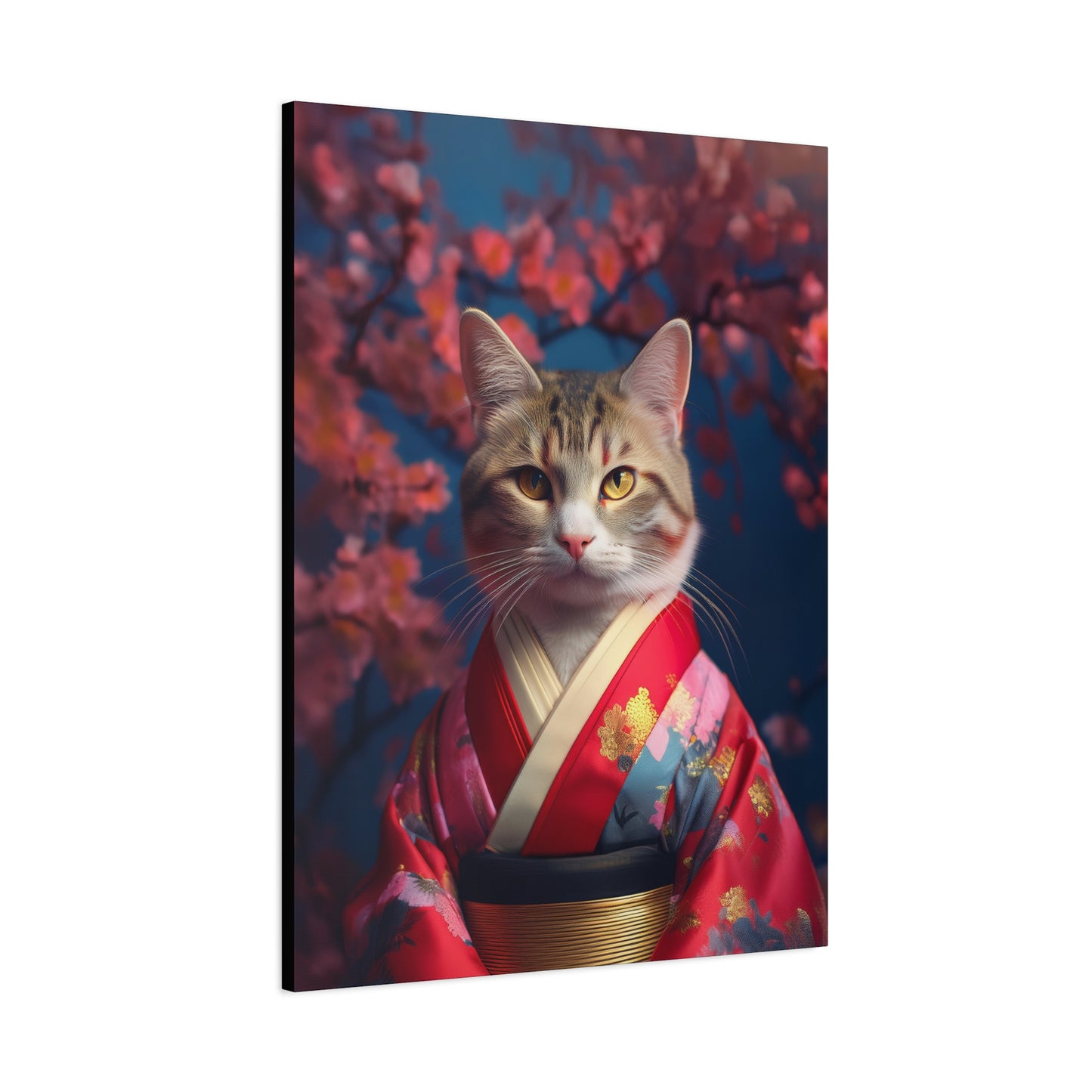 Cat Geisha Canvas Art | Stretched Matte Wall Decor 002