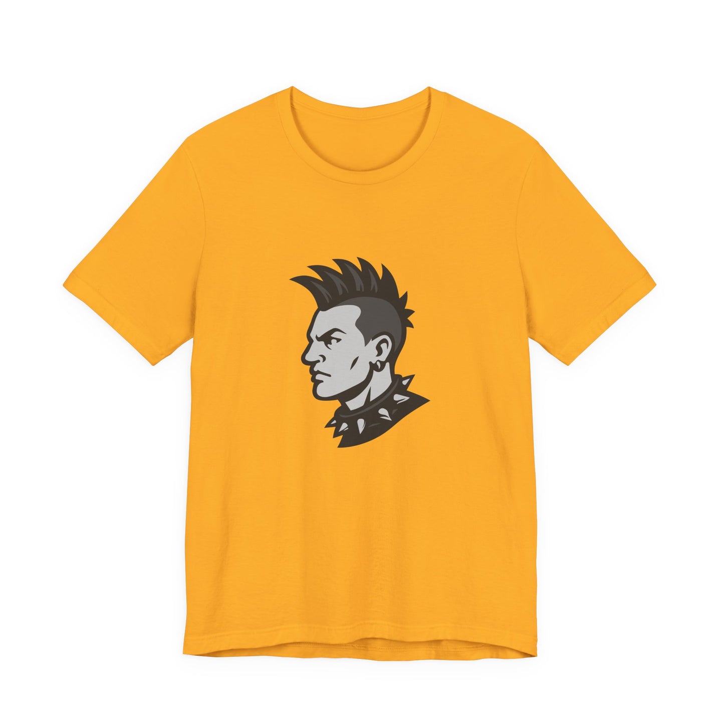 Punk Guy Graphic T-Shirt – Dark Theme Grayscale Mohawk Portrait on Black Tee with Attitude and Subtle Modern Ghost Effect. Unisex Jersey Short Sleeve Tee