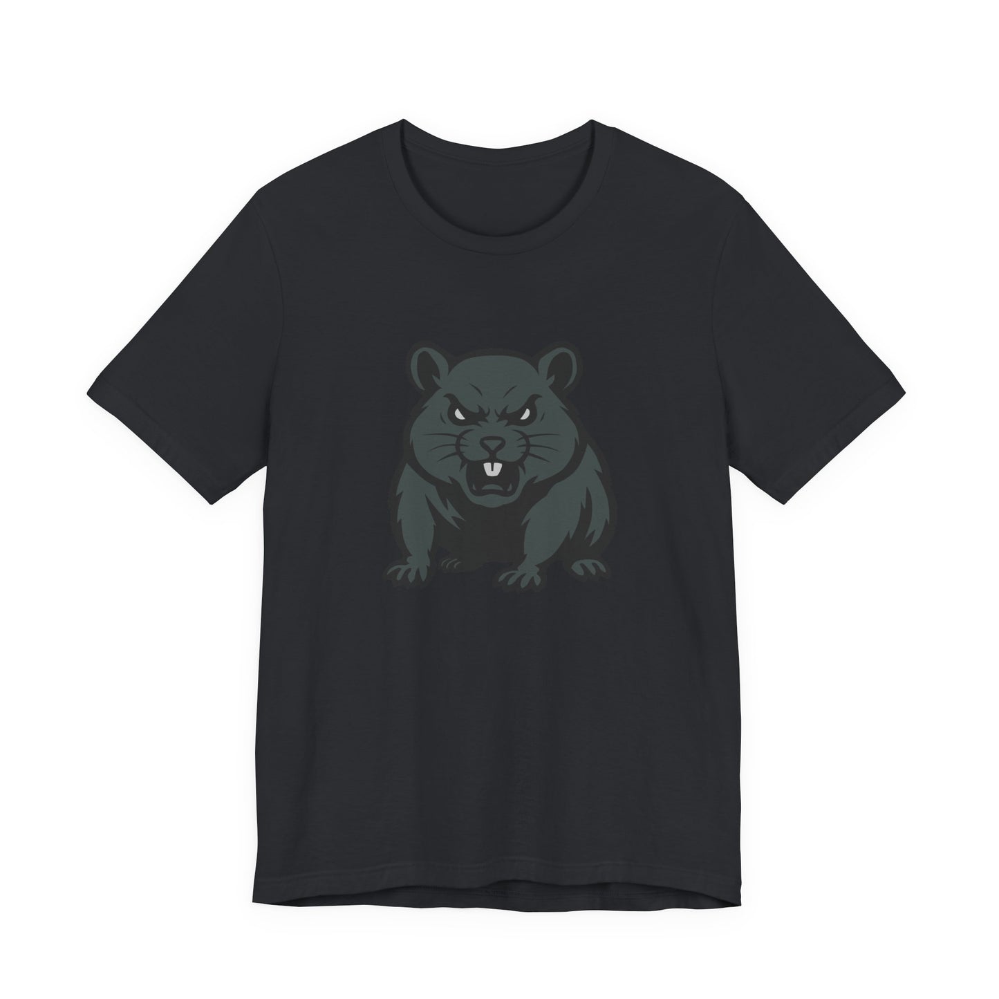 Angry Hamster Graphic T-Shirt – Intense Dark Theme Rodent Design on Black Tee for Streetwear, Humor, or Edgy Animal Style. Unisex Jersey Short Sleeve Tee