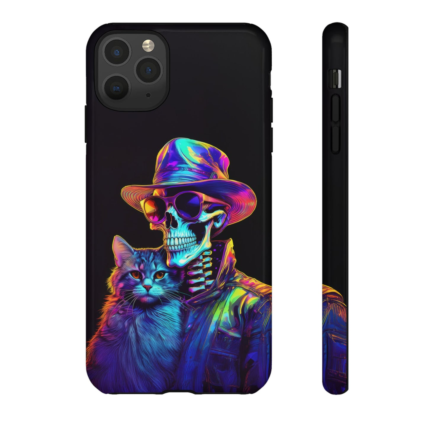 Skeleton holding a Cat Cell Phone Case 002