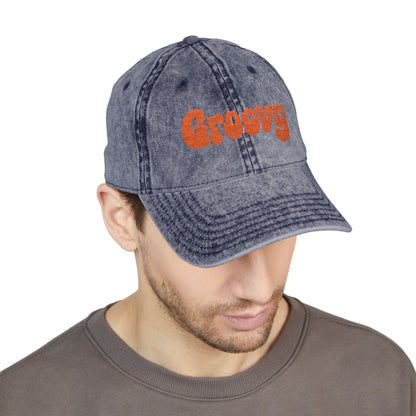 Groovy Vintage Hat – Retro Embroidered Hat with 70s Style Font for Funky Vibes, Chill Days, and Vintage Cool