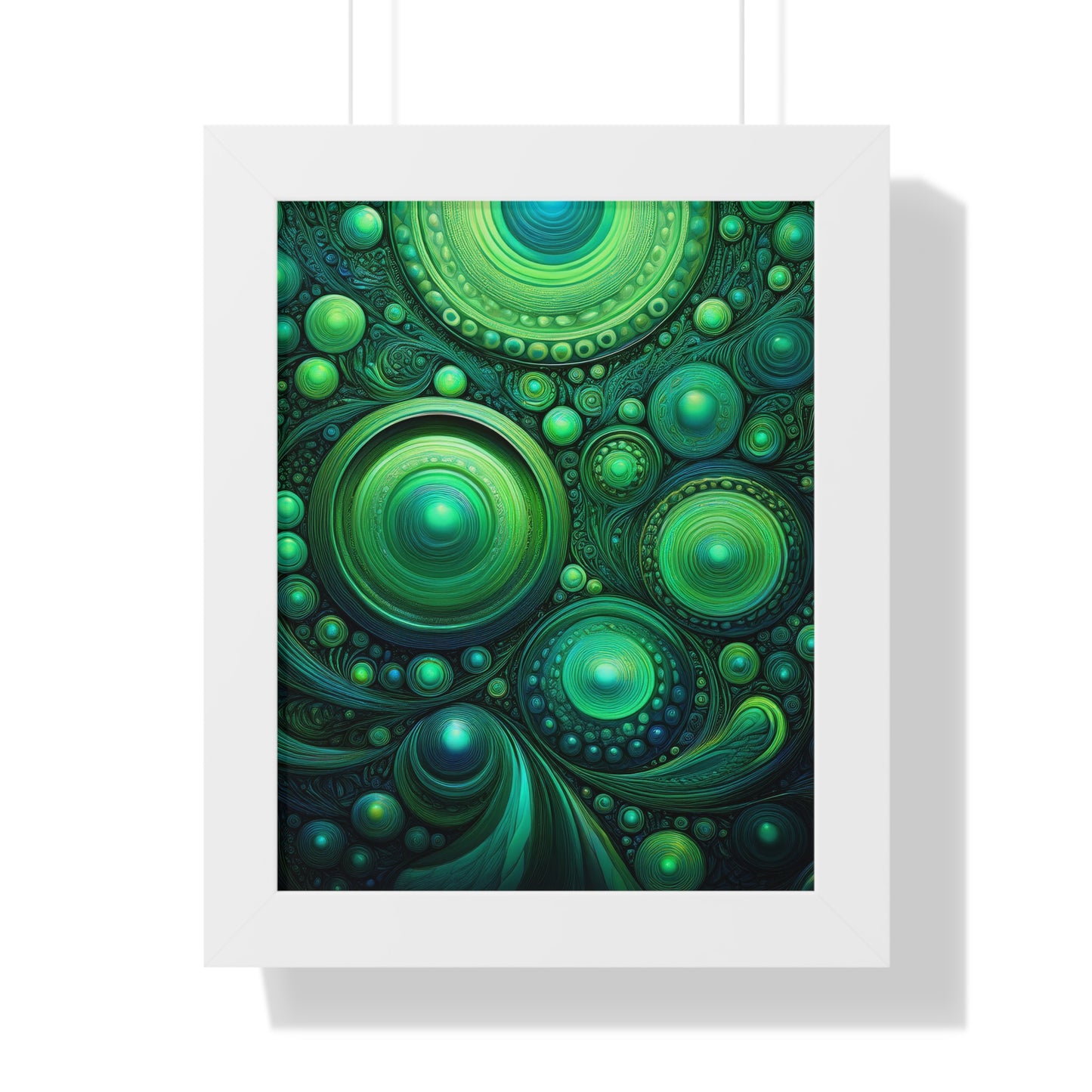 Verde Future Abstract Green Framed Vertical Poster - Modern Wall Art for Home Decor