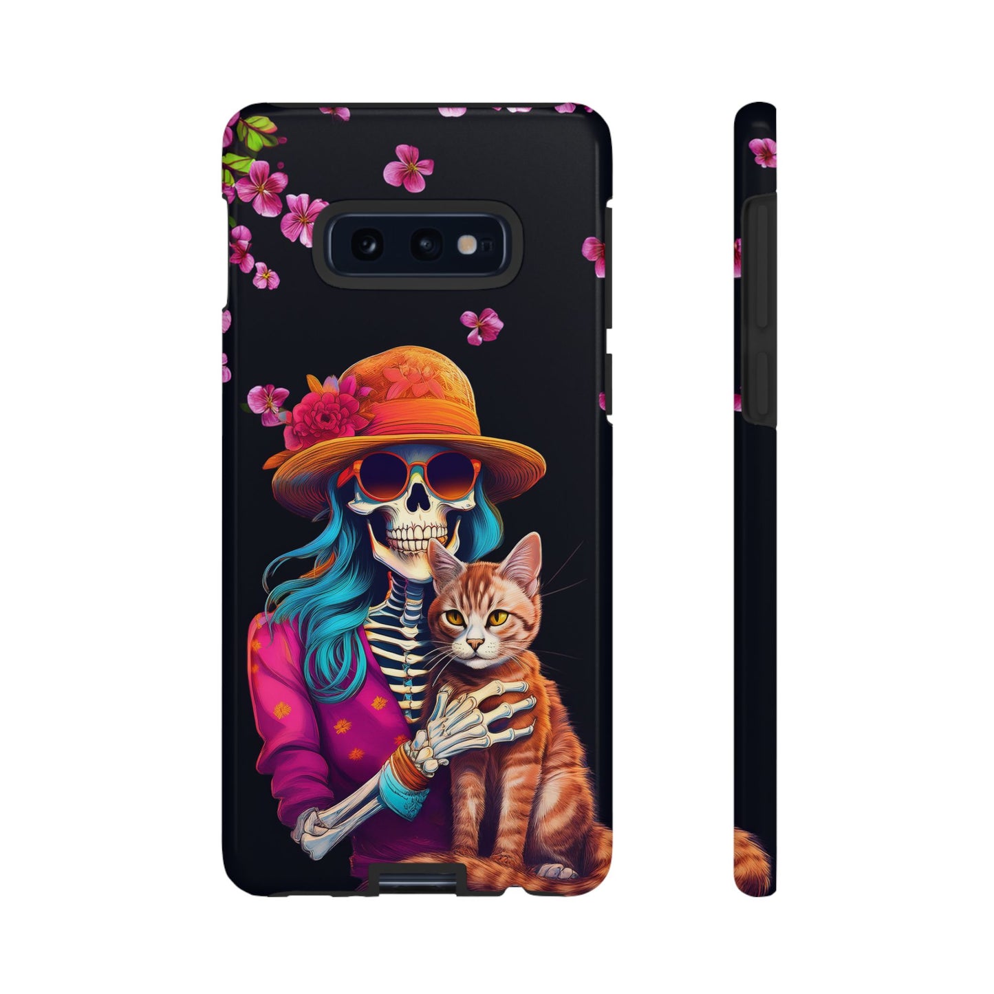 Skeleton holding a Cat Cell Phone Case 001