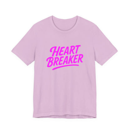 Colorful Design Heartbreaker Shirt – Neon Pink Retro Script Tee for Bold Women with Savage Energy. Unisex Jersey Short Sleeve Tee