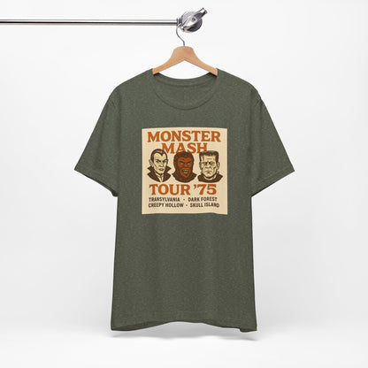 Monster Mash Tour '75 Halloween Shirt – Vintage Horror Band Tee Featuring Dracula, Wolfman, Frankenstein