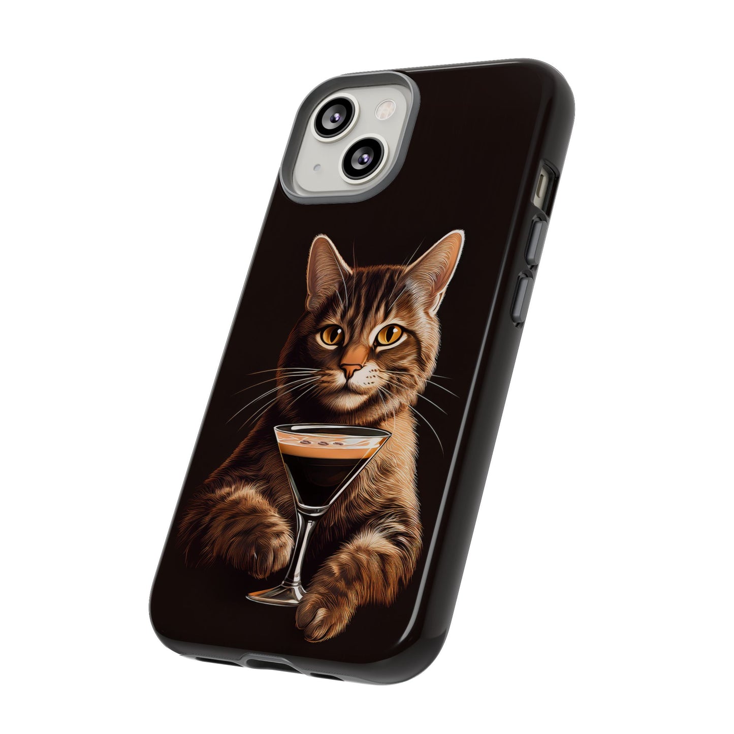 Sophisticated Cat with Espresso Martini Cell Phone Case 001