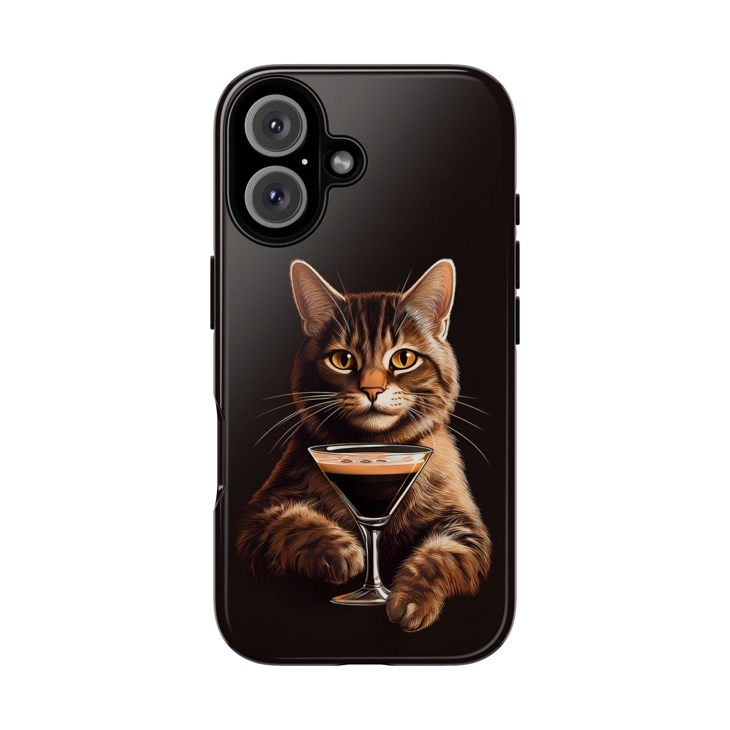 Sophisticated Cat with Espresso Martini Cell Phone Case 001