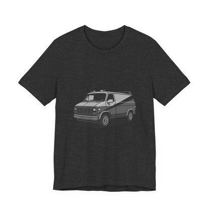 Retro Van Graphic Tee Dark Theme – 80s Vector Design with Classic Adventure Vibes