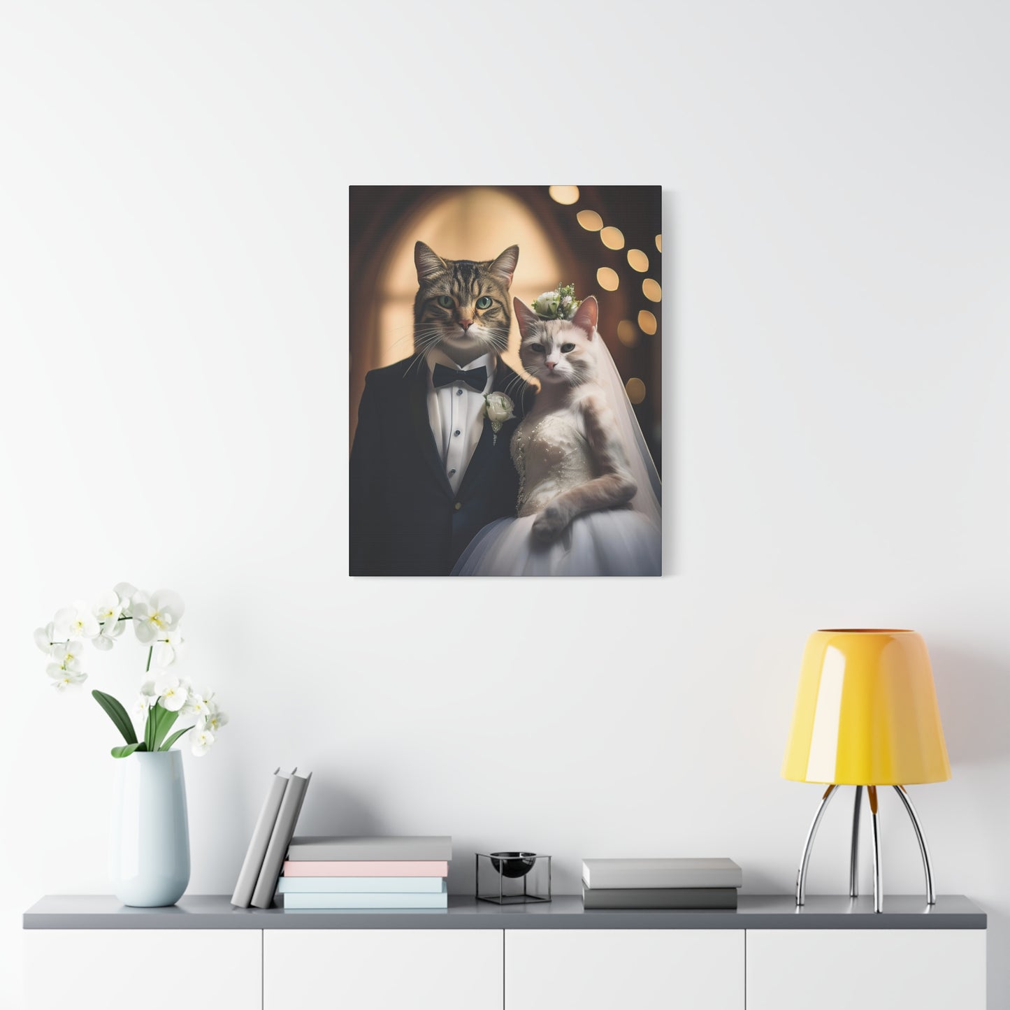 Cat Wedding Day Canvas Art | Stretched Matte Wall Decor 001