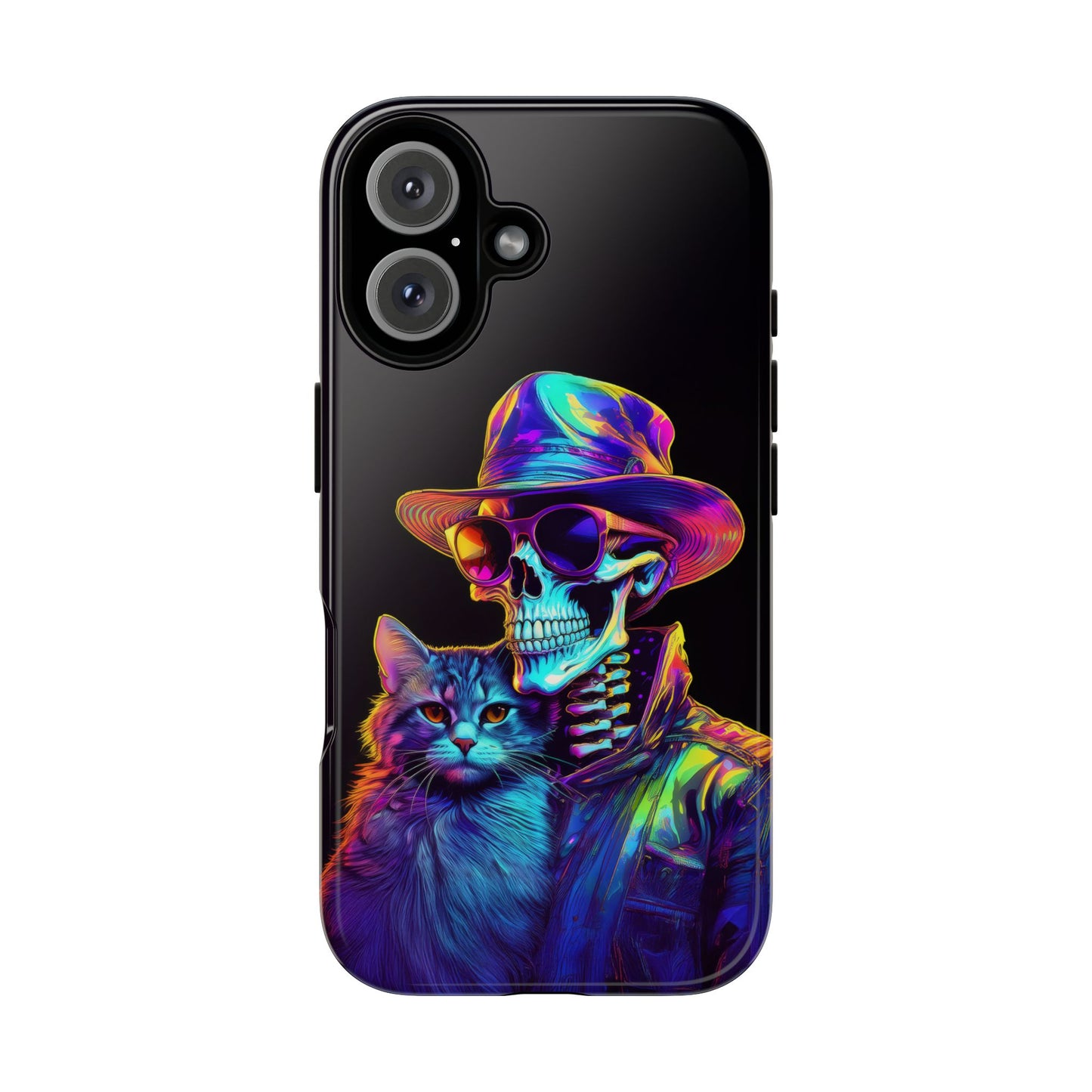 Skeleton holding a Cat Cell Phone Case 002