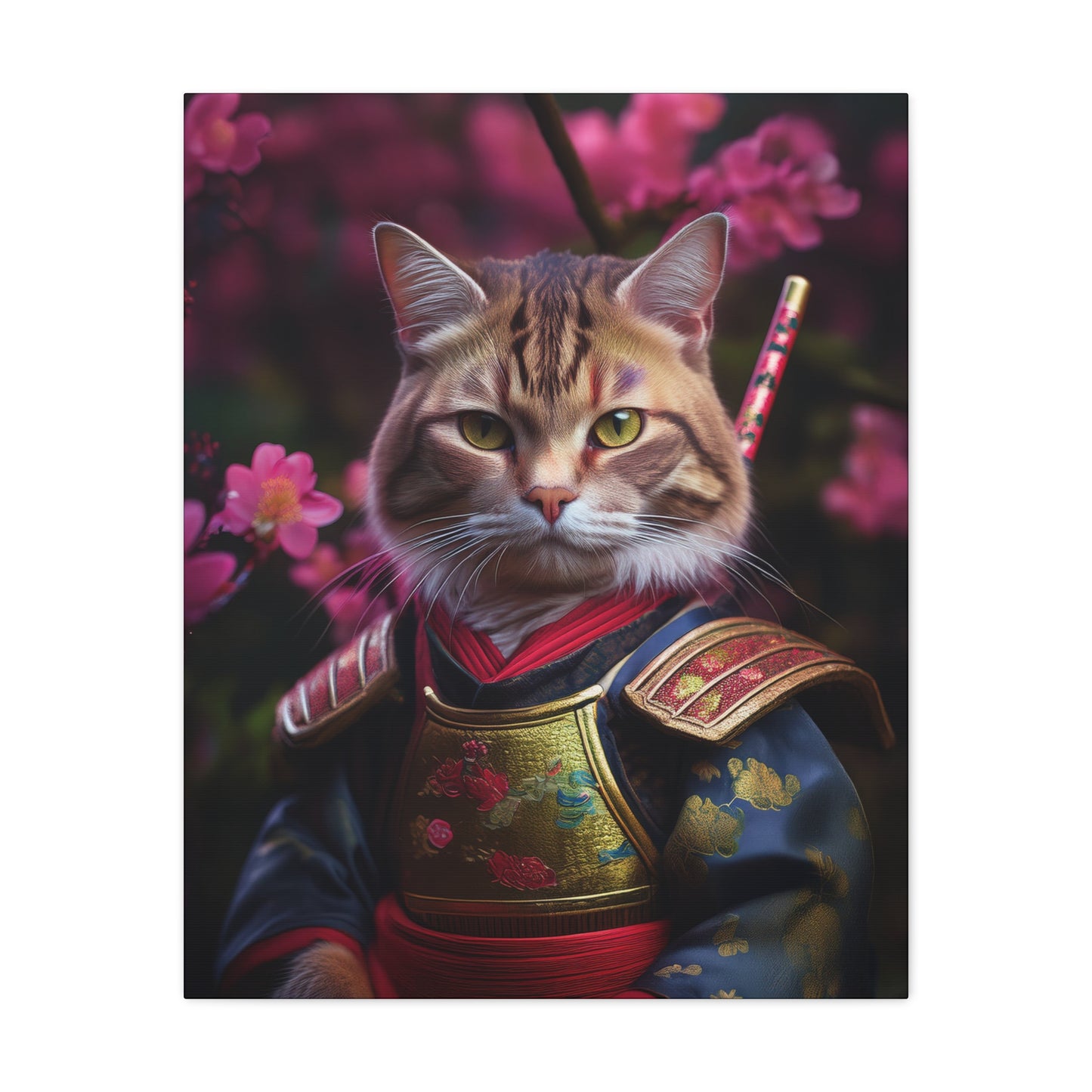 Samurai Meowster Canvas Art | Stretched Matte Wall Decor