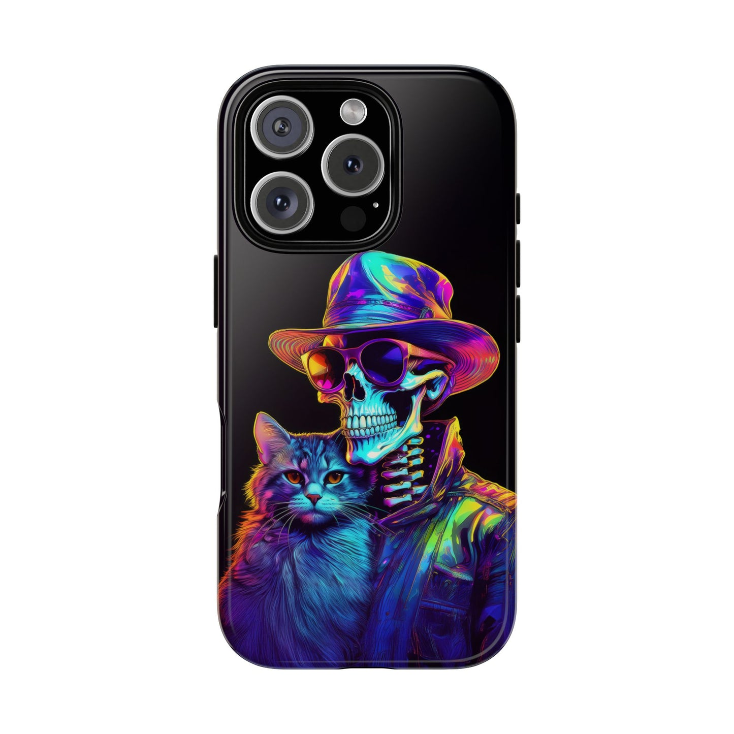 Skeleton holding a Cat Cell Phone Case 002