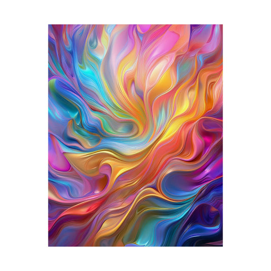 Waves of Radiance Colorful Abstract Matte Vertical Poster - Vibrant Wall Art for Home Décor