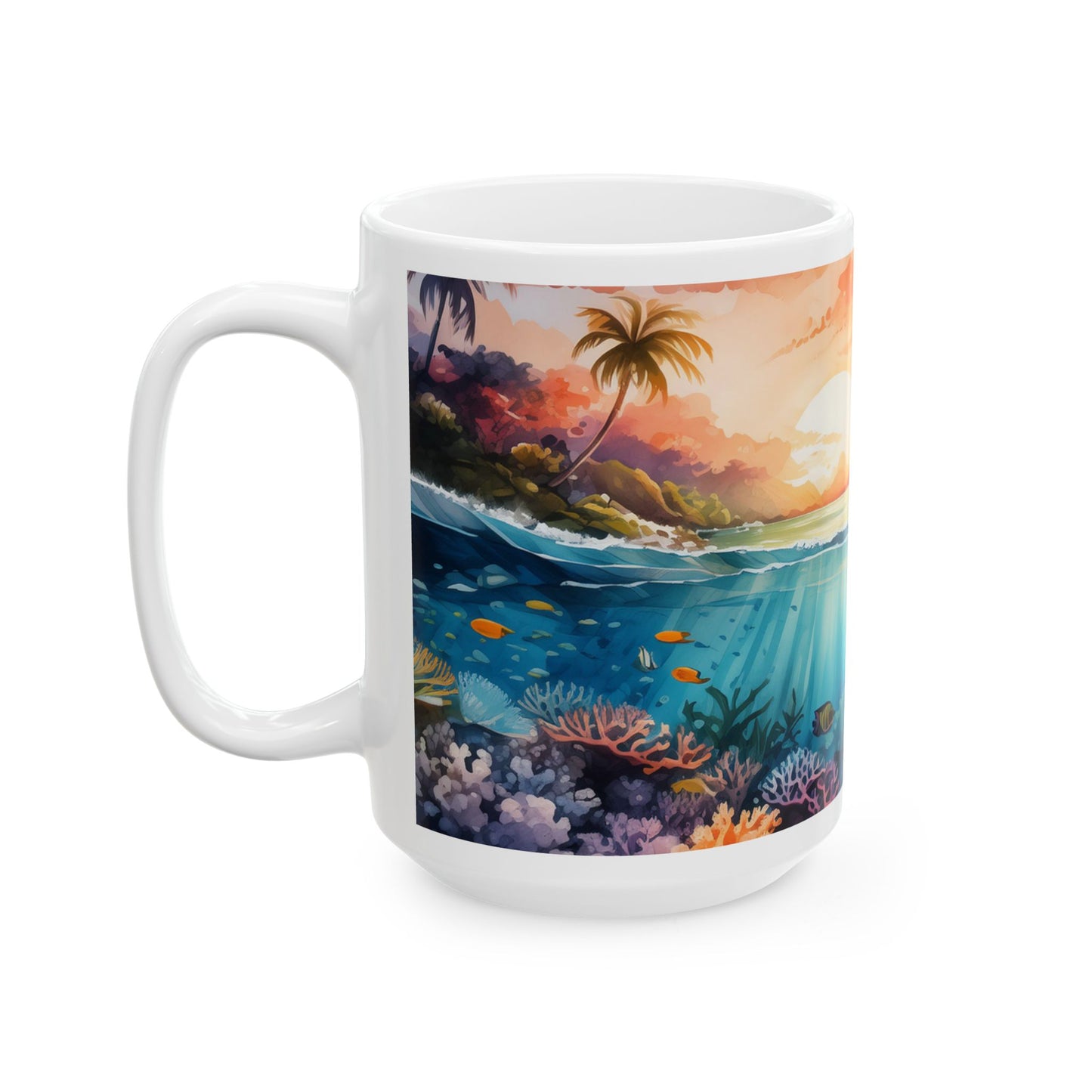 Above and Below Watercolor Ceramic Mug, (11oz, 15oz)