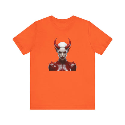 Fierce Devil Woman Halloween Shirt – Seductive Demon Graphic Tee for Bold Halloween Style