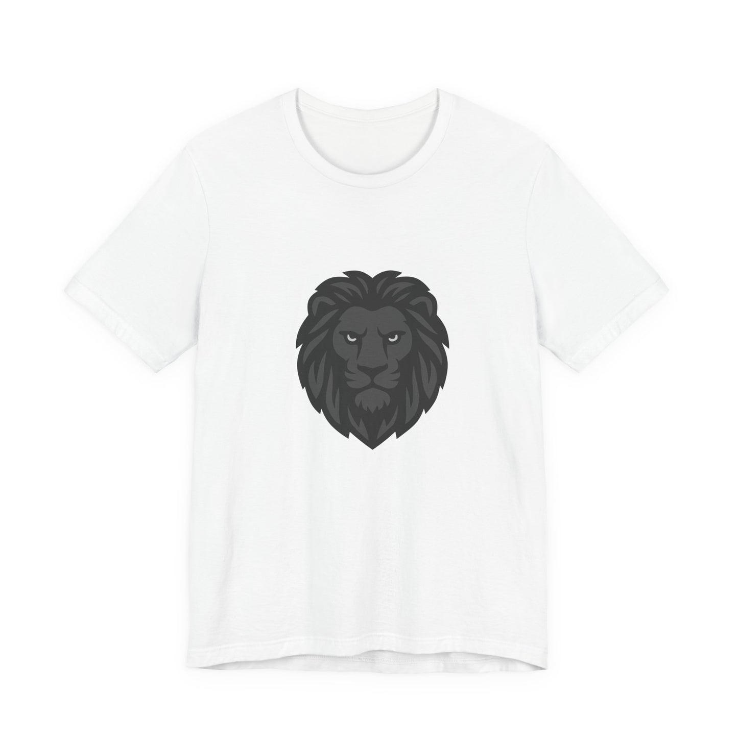 Dark Lion Graphic T-Shirt – Dark Theme Grayscale Lion Face Design on Black Tee for Strength, Confidence, and Modern Ghost Effect Style. Unisex Jersey Short Sleeve Tee