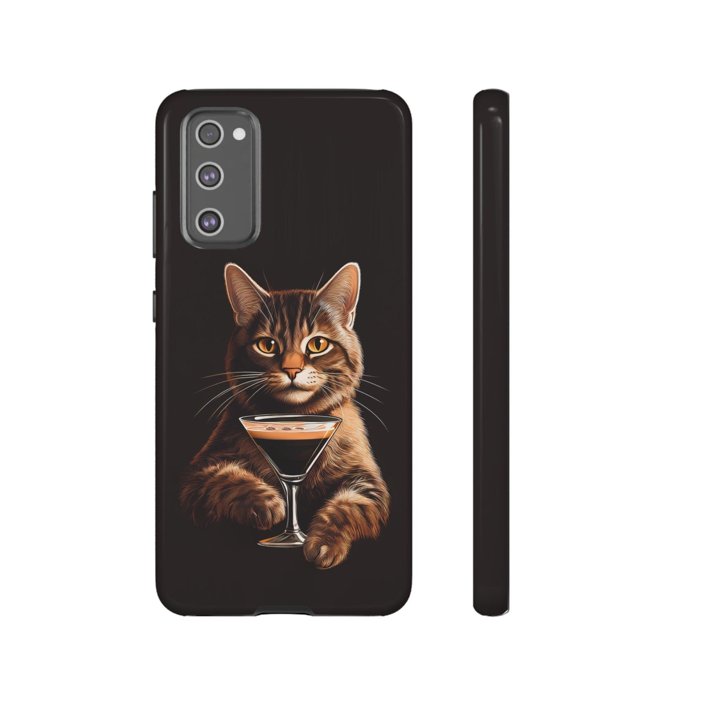 Sophisticated Cat with Espresso Martini Cell Phone Case 001