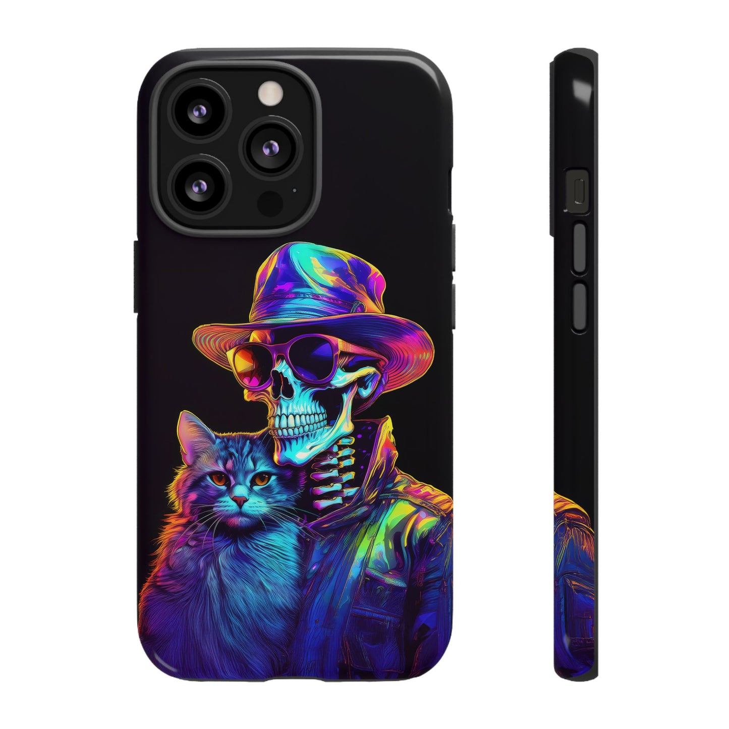 Skeleton holding a Cat Cell Phone Case 002