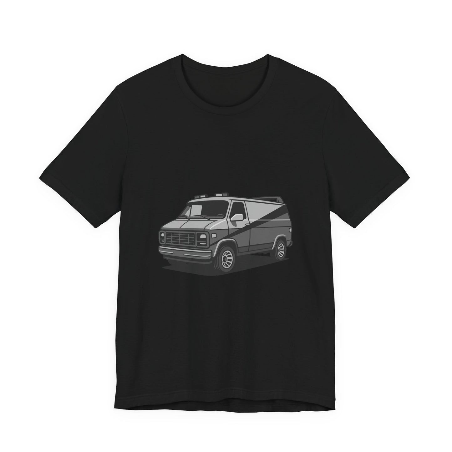 Retro Van Graphic Tee Dark Theme – 80s Vector Design with Classic Adventure Vibes