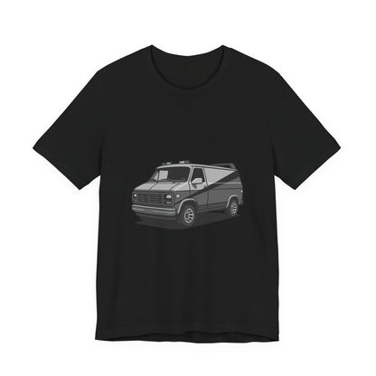 Retro Van Graphic Tee Dark Theme – 80s Vector Design with Classic Adventure Vibes