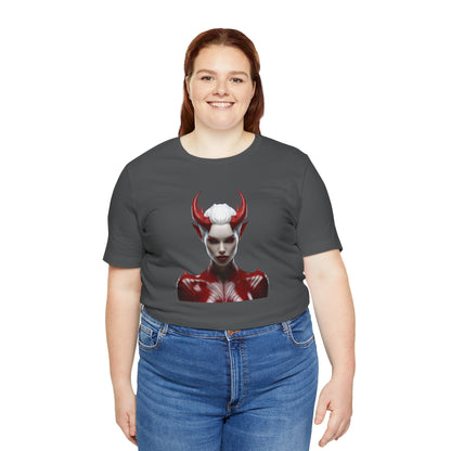 Fierce Devil Woman Halloween Shirt – Seductive Demon Graphic Tee for Bold Halloween Style