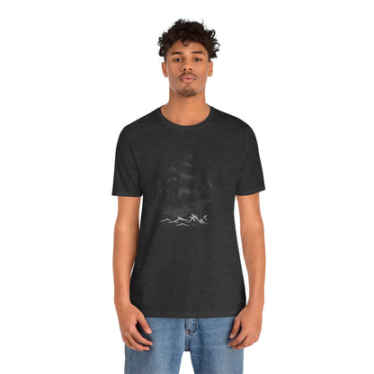 Pirate Ship Graphic Tee Dark Theme – Bold Vector Design with Ghostly Ocean Vibes