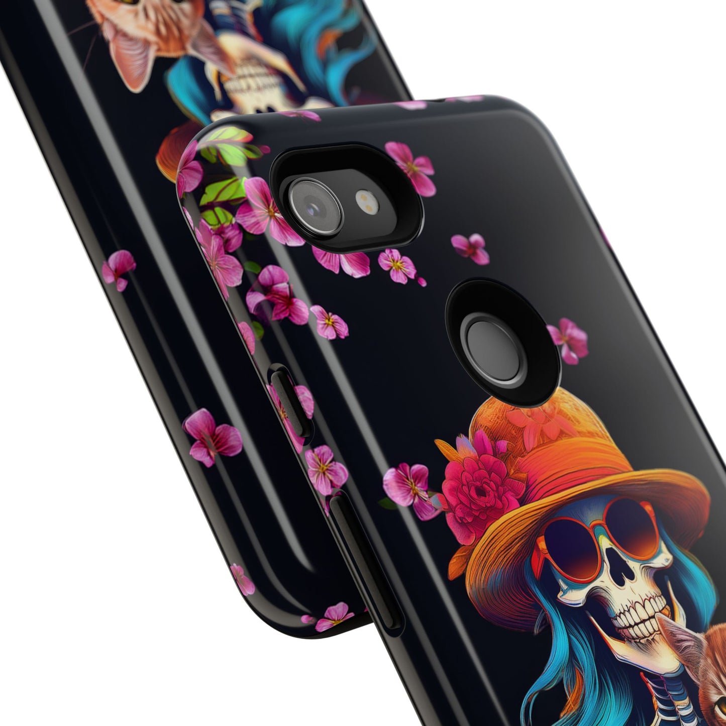 Skeleton holding a Cat Cell Phone Case 001