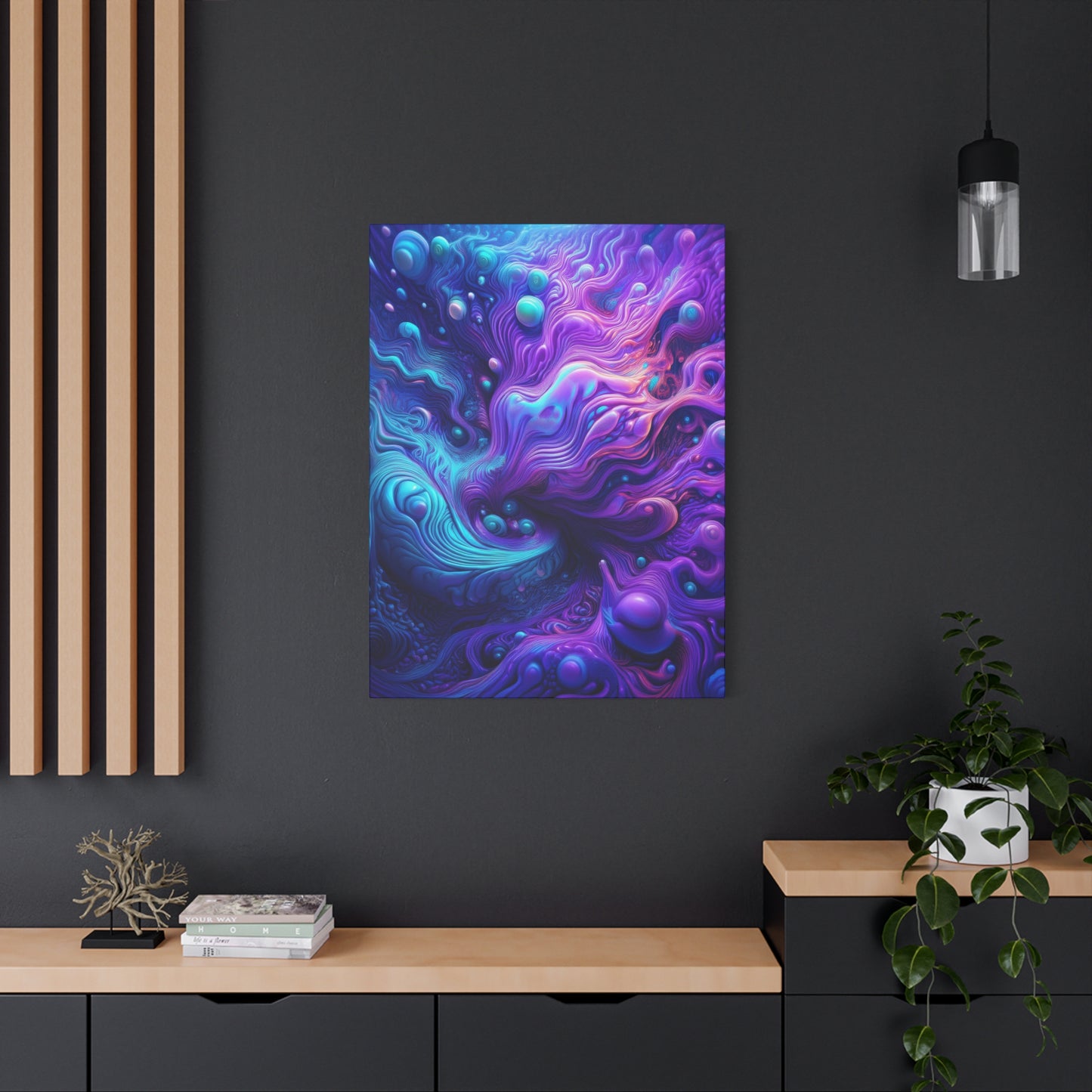 Ethereal Depths Vibrant Abstract Canvas Art - Matte Stretched Wall Decor