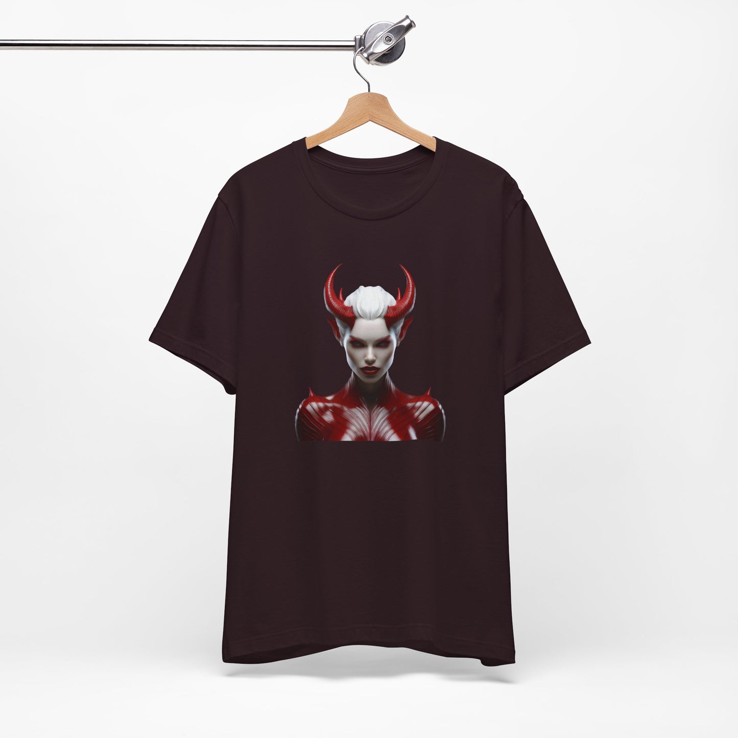 Fierce Devil Woman Halloween Shirt – Seductive Demon Graphic Tee for Bold Halloween Style