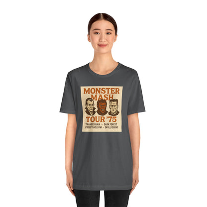 Monster Mash Tour '75 Halloween Shirt – Vintage Horror Band Tee Featuring Dracula, Wolfman, Frankenstein