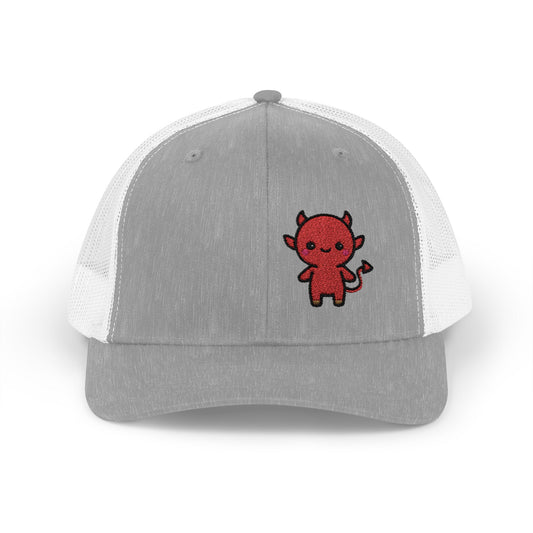 Lil Devil Trucker Hat – Embroidered Cute Mischief Hat with Kawaii Devil
