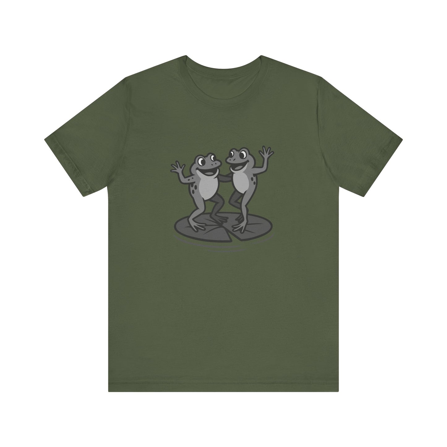 Dancing Frogs Graphic Tee Dark Theme – Funny Frog Duo Vector Design with Playful Energy