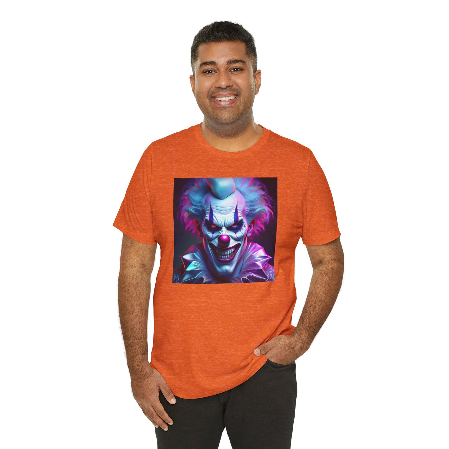 Scary Clown Halloween Shirt – Creepy Evil Clown Face Graphic Tee for Horror Fans. Unisex Jersey Short Sleeve Tee