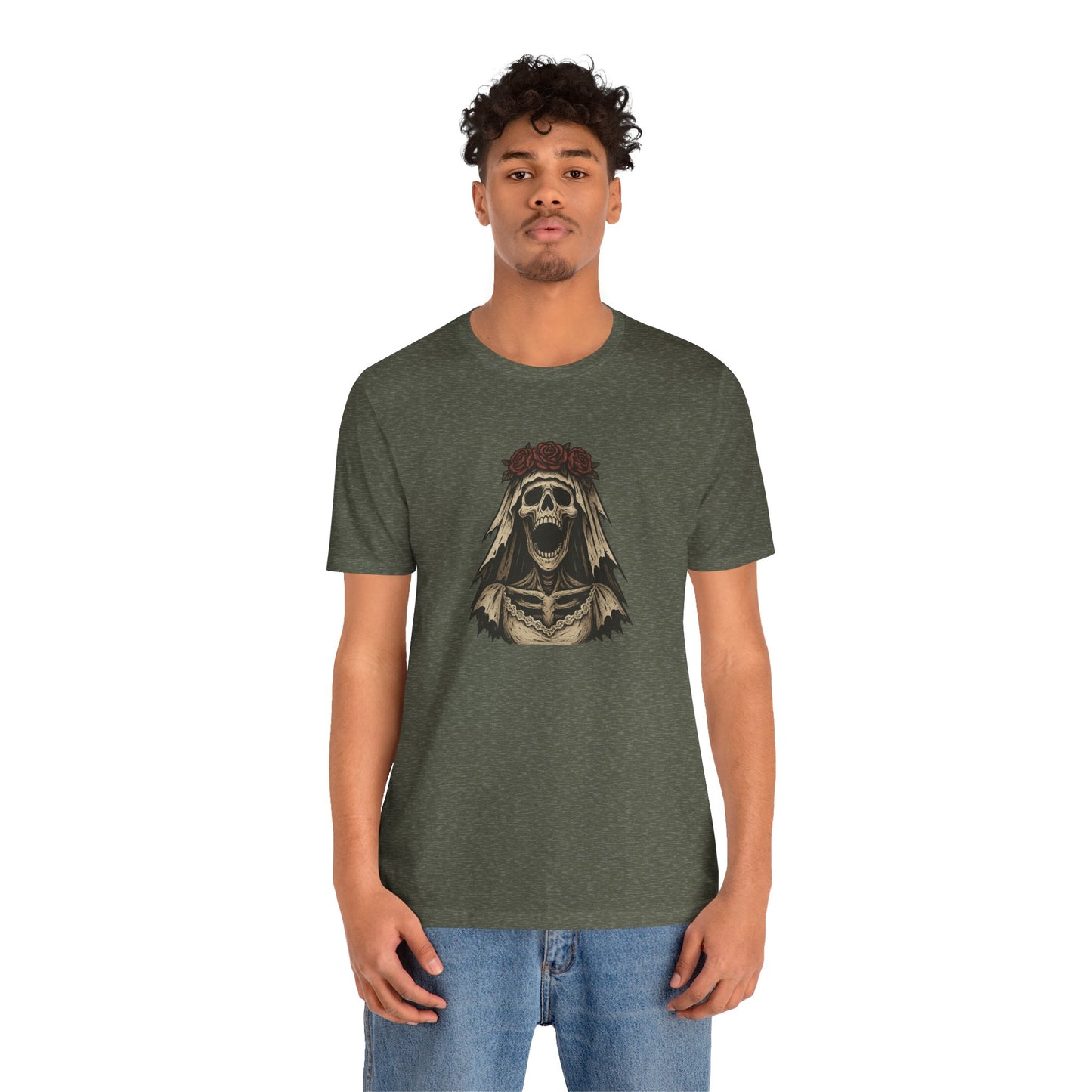 Screaming Skeleton Bride Halloween Shirt – Gothic Undead Bride Graphic Tee for Spooky Season Horror Fans