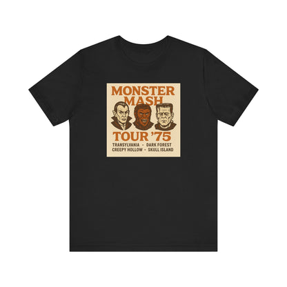 Monster Mash Tour '75 Halloween Shirt – Vintage Horror Band Tee Featuring Dracula, Wolfman, Frankenstein