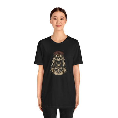Screaming Skeleton Bride Halloween Shirt – Gothic Undead Bride Graphic Tee for Spooky Season Horror Fans