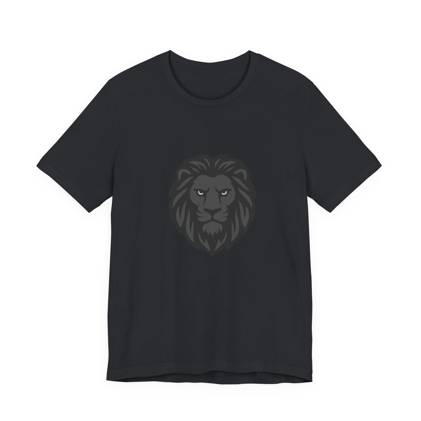 Dark Lion Graphic T-Shirt – Dark Theme Grayscale Lion Face Design on Black Tee for Strength, Confidence, and Modern Ghost Effect Style. Unisex Jersey Short Sleeve Tee