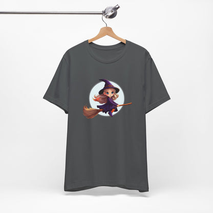 Cute Witch on a Broom Halloween Shirt – Adorable Flying Witch Graphic Tee for Kids and Magic Lovers