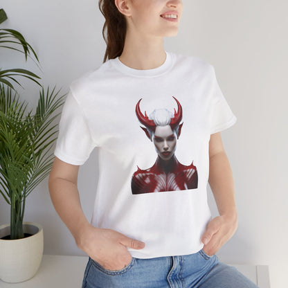 Fierce Devil Woman Halloween Shirt – Seductive Demon Graphic Tee for Bold Halloween Style